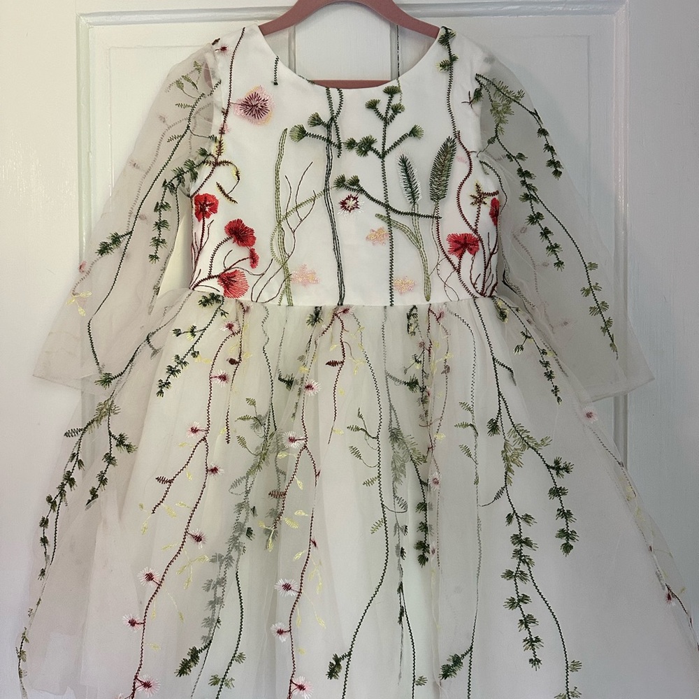 Floral Embroidered Kids Dress